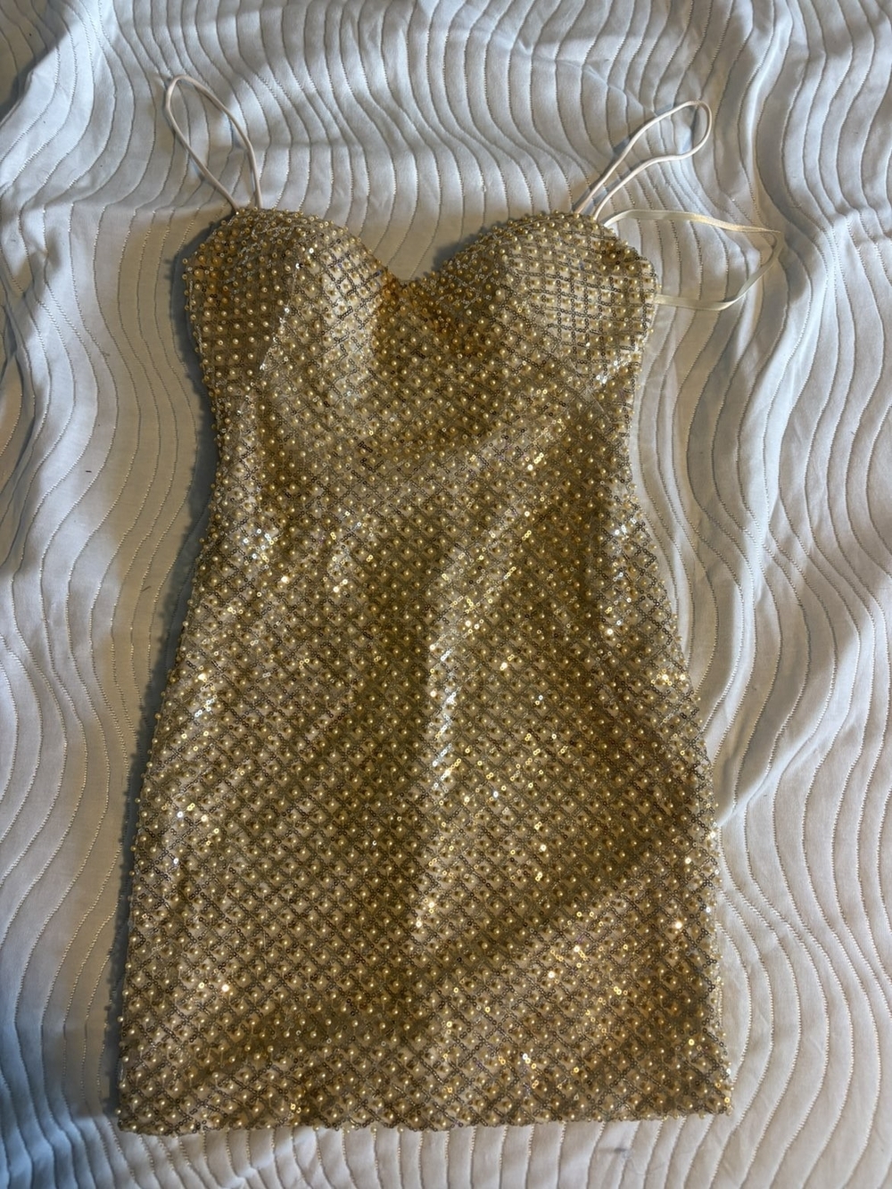 Jovani Gold Sequin Mini Dress Size 0 NWT